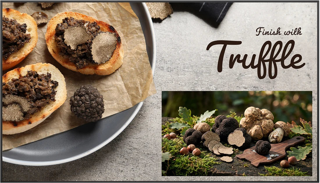 LG UP5R display showing a truffle dish