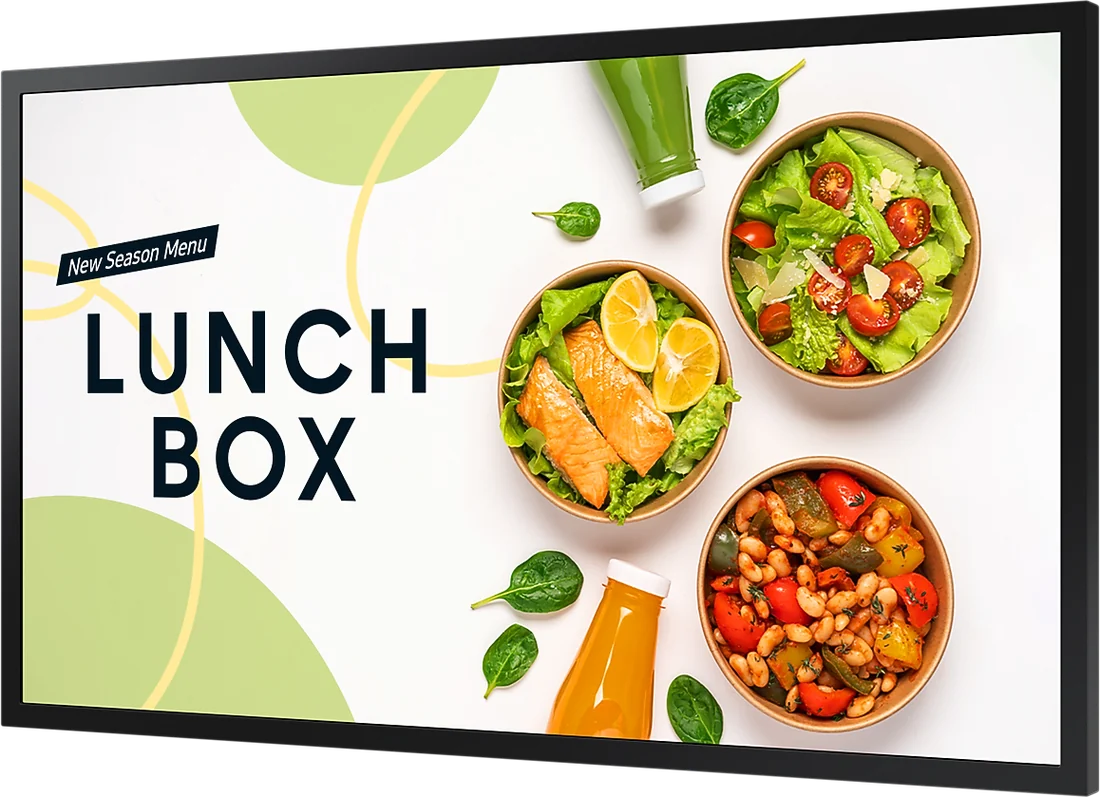 Samsung OM window display showing a lunch box menu