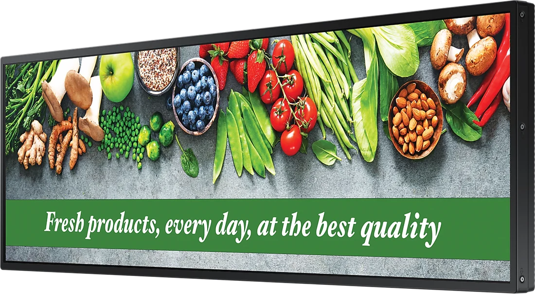 Samsung SH37 stretched display showing fresh produce