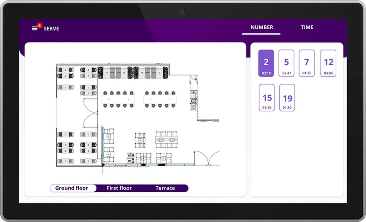 The crew screen showing where each guest is sitting
